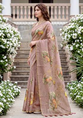 purple woven cotton saree with blouse 3