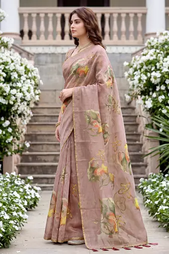 purple woven cotton saree with blouse