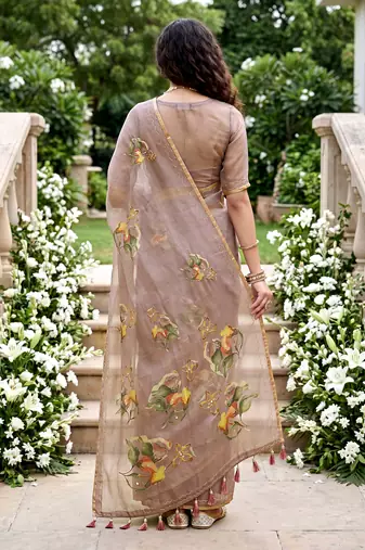 purple woven cotton saree with blouse