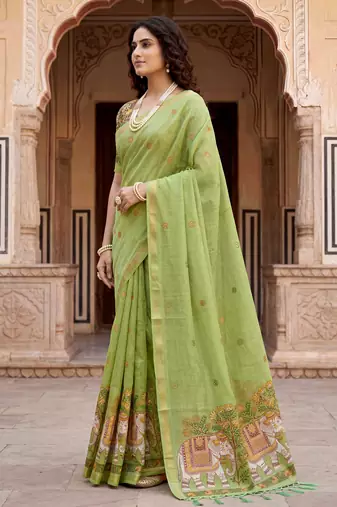 purple woven cotton saree with blouse