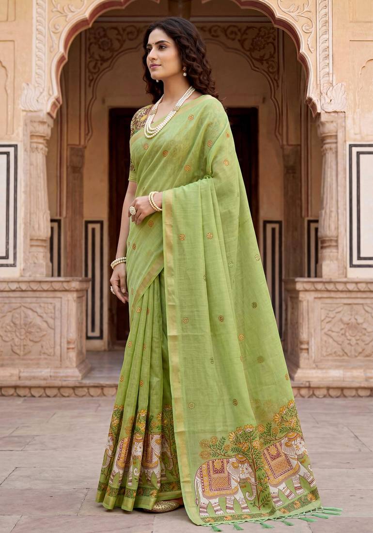 purple woven cotton saree with blouse