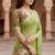 green woven cotton saree with blouse