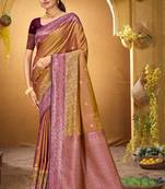 mustard woven silk blend saree with blouse