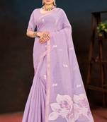 lavender woven cotton saree with blouse
