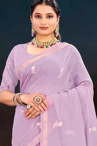 lavender woven cotton saree with blouse