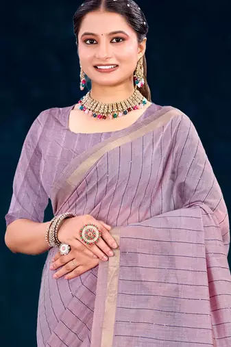 lavender woven cotton saree with blouse