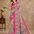 cream printed pasmina print with dori silk saree
