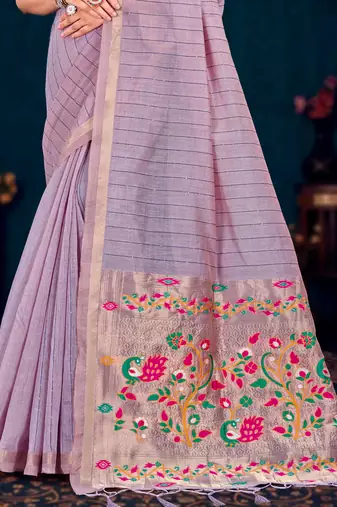 lavender woven cotton saree with blouse