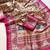 cream printed pasmina print with dori silk saree