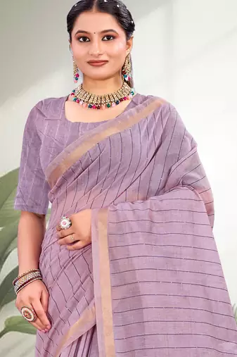 lavender woven cotton saree with blouse