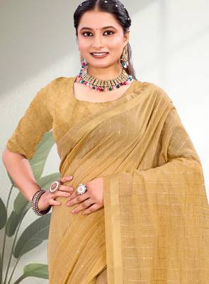 mustard woven cotton saree with blouse 2
