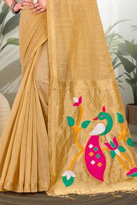 mustard woven cotton saree with blouse 3