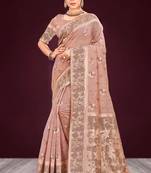 crimson woven cotton saree with blouse