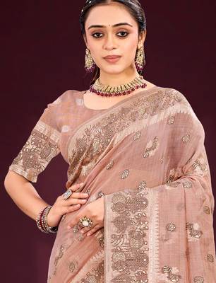 crimson woven cotton saree with blouse 2