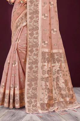 crimson woven cotton saree with blouse 3