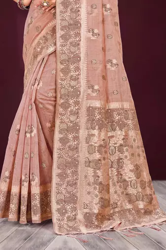 crimson woven cotton saree with blouse