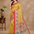 yellow printed pasmina print with dori silk saree