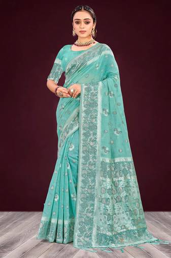 mauve woven cotton saree with blouse