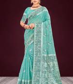 mauve woven cotton saree with blouse
