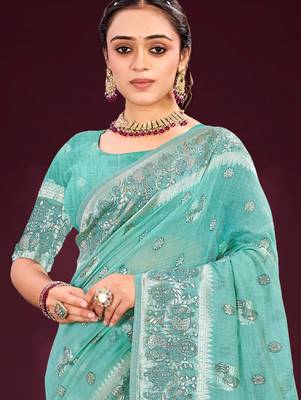 mauve woven cotton saree with blouse 2