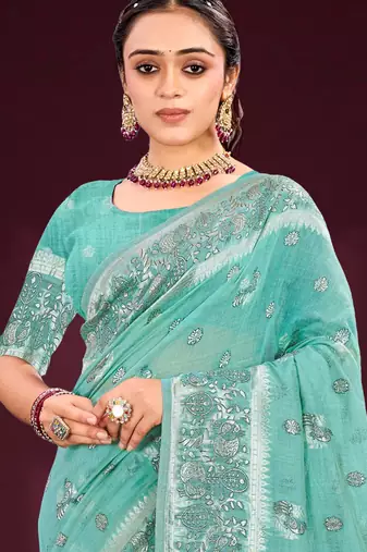 mauve woven cotton saree with blouse