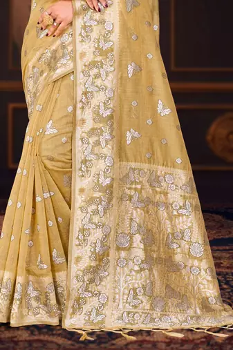 mustard woven cotton saree with blouse