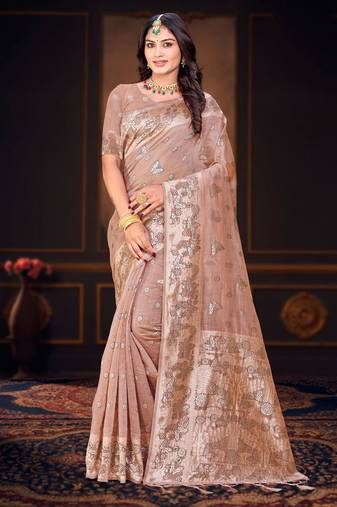 crimson woven cotton saree with blouse