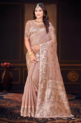 crimson woven cotton saree with blouse