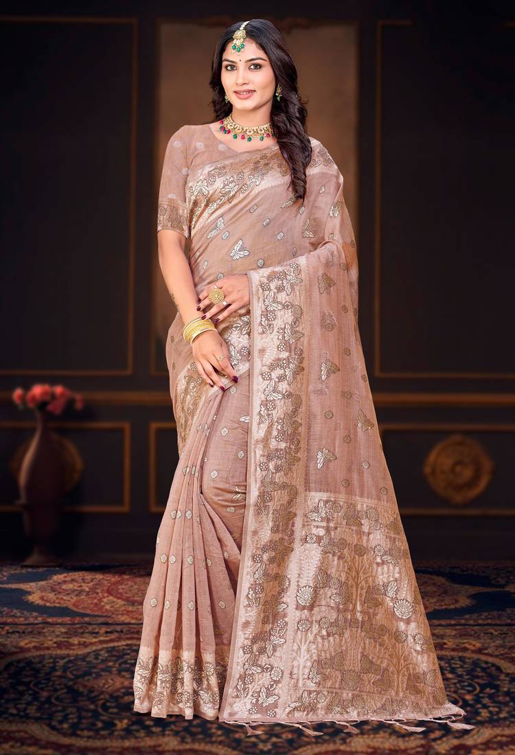 crimson woven cotton saree with blouse