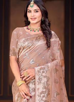 crimson woven cotton saree with blouse 2