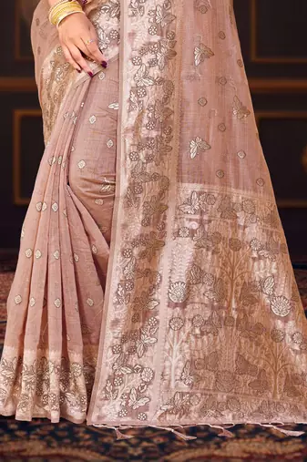 crimson woven cotton saree with blouse