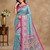 sku blue printed pasmina print with dori silk saree