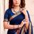 navy blue woven cotton saree with blouse