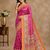 rani pink printed pasmina print with dori silk saree