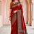 blood red woven cotton saree with blouse
