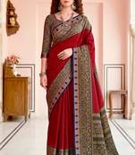 red woven cotton saree with blouse