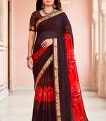 brown woven cotton saree with blouse