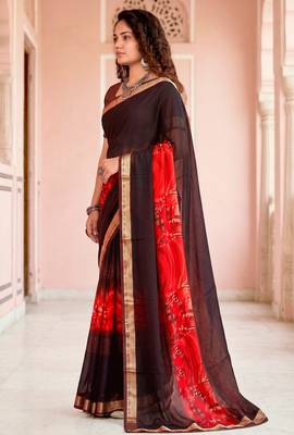 brown woven cotton saree with blouse 3
