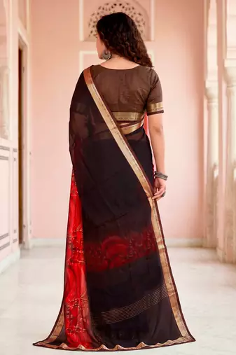 brown woven cotton saree with blouse