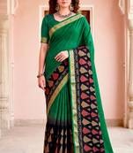 green woven cotton saree with blouse