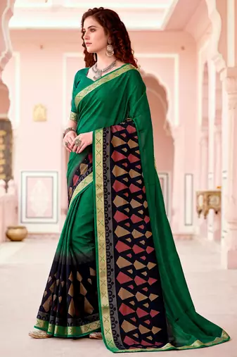 green woven cotton saree with blouse