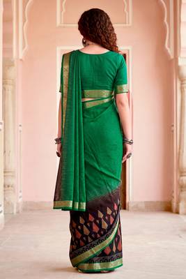 green woven cotton saree with blouse 4