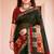 green woven cotton saree with blouse