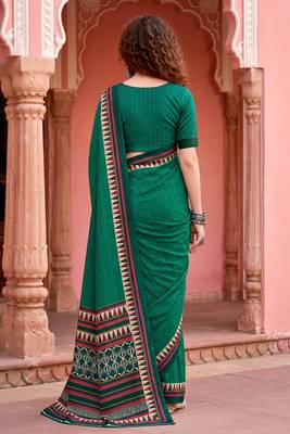 green woven cotton saree with blouse 4