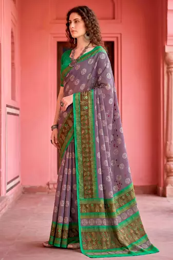 lavender woven cotton saree with blouse