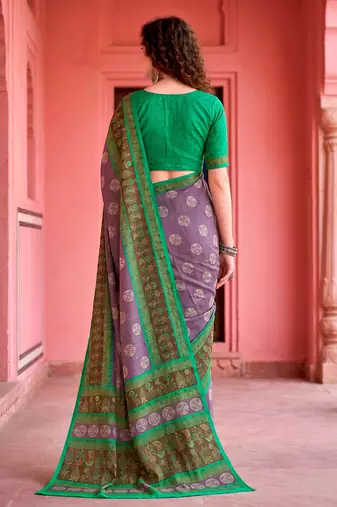 lavender woven cotton saree with blouse