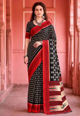black woven cotton saree with blouse 1