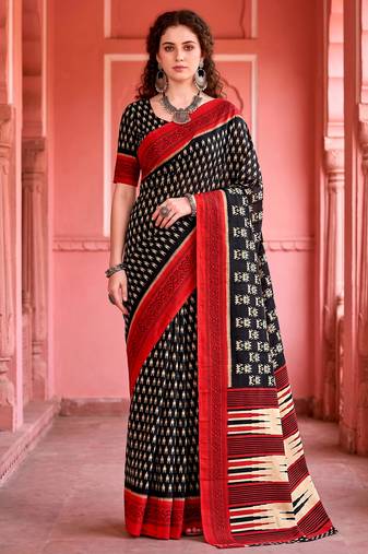 black woven cotton saree with blouse