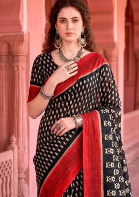 black woven cotton saree with blouse 2