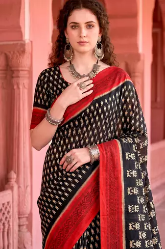 black woven cotton saree with blouse